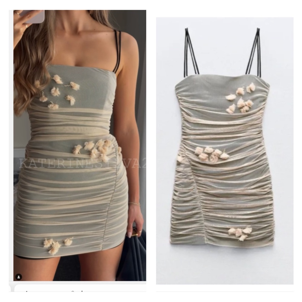 NWT Zara floral tulle dress